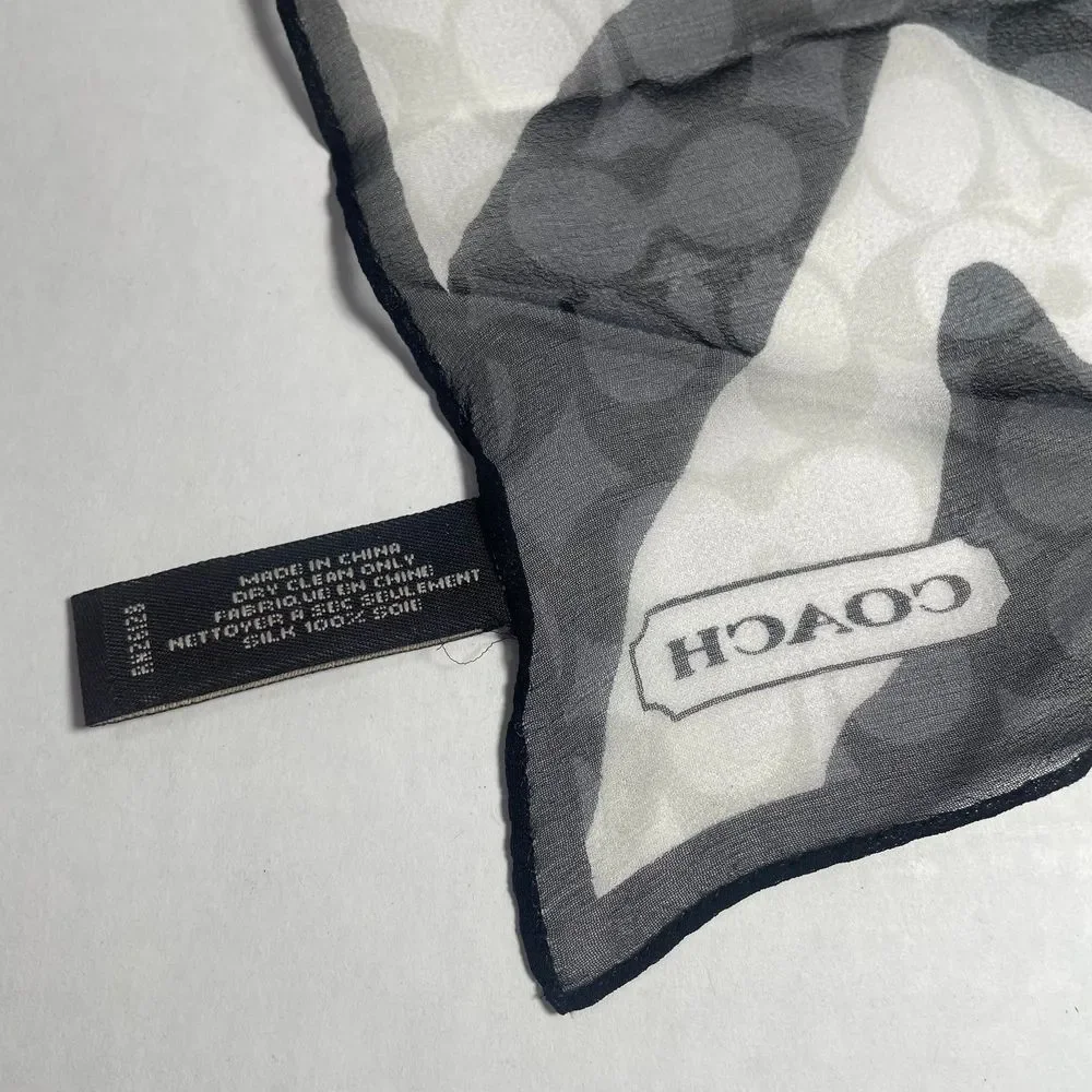 NWOT Coach signature black/white 100% silk zebra print scarf PRICE FIRM - Picture 7 of 10